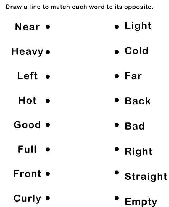 Scholars Hub Worksheets Opposites